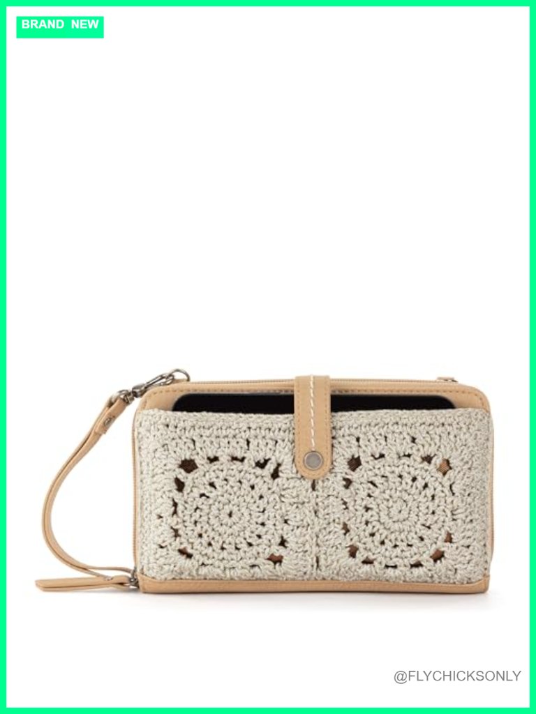 Faux Leather Hand-Crochet Smartphone Crossbody Purse With Detachable Wristlet